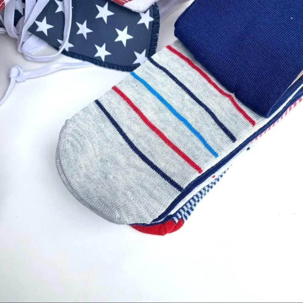 Rae Dunn Patriotic Ankle Socks 10pk Red White Blue NWT